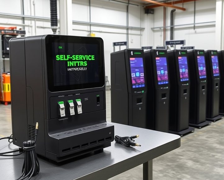 Módulo dispensador de un terminal de autoservicio en banco de pruebas